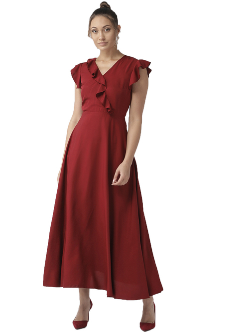 Style Quotient Wine Midi Dress Price in India