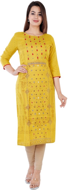 Women Embroidered Rayon Straight Kurta Price in India