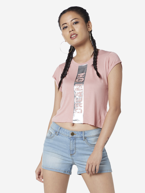 Nuon by Westside Pink Text Print Olix T-Shirt Price in India