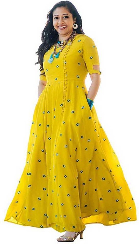 Women Embellished Cotton Rayon Blend Anarkali Kurta Price in India