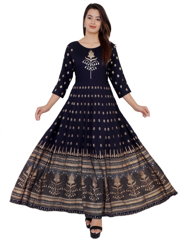 Women Embroidered Rayon Gown Kurta Price in India