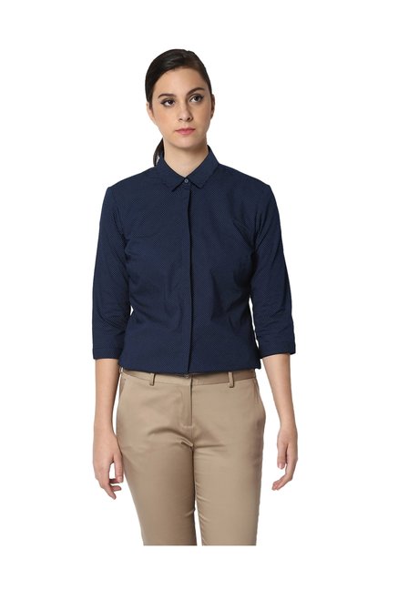 Van Heusen Navy Polka Dot Shirt Price in India