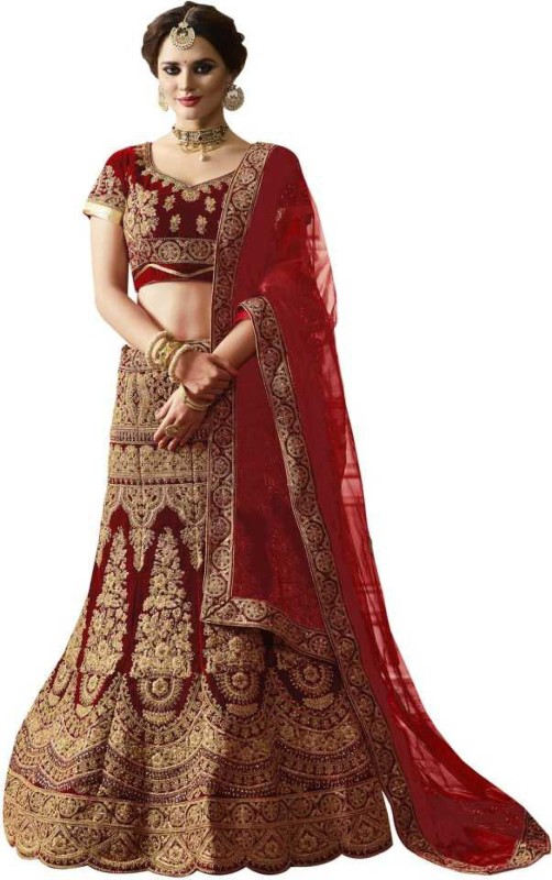 Embroidered Semi Stitched Lehenga Choli Price in India