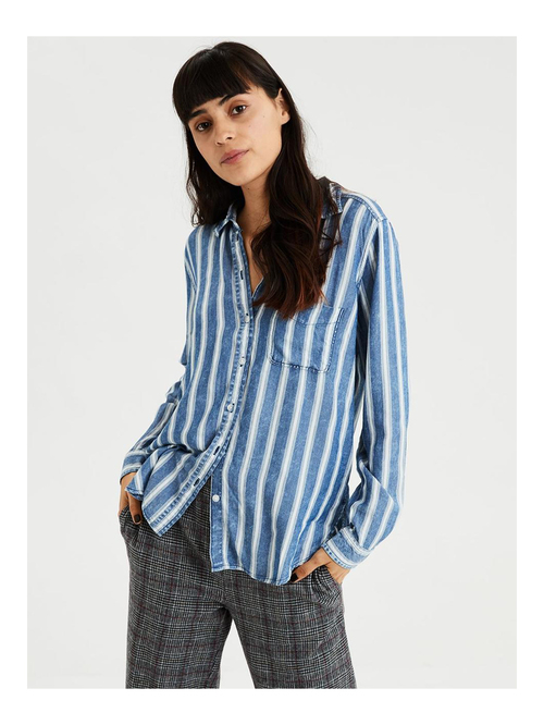 American Eagle Outfitters Blue Striped Shirt Price in India