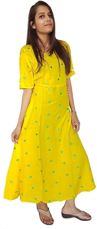 Women Maxi Yellow Dress Price in India