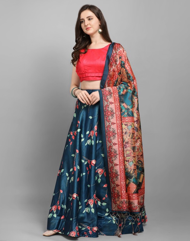 Digital Print, Floral Print Semi Stitched Lehenga Choli Price in India