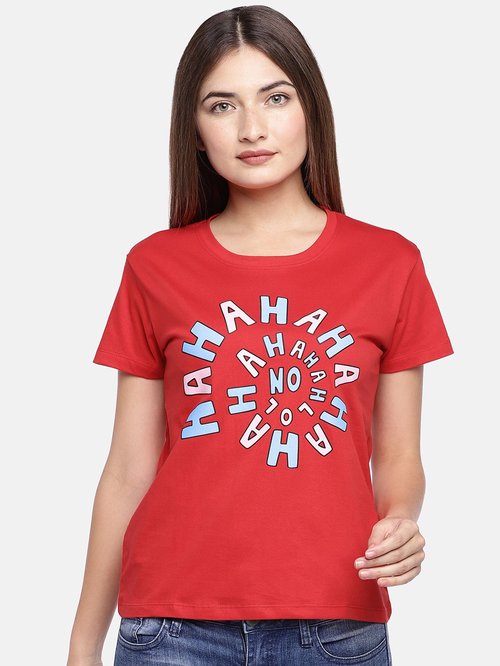 Globus Red Printed T-Shirt Price in India