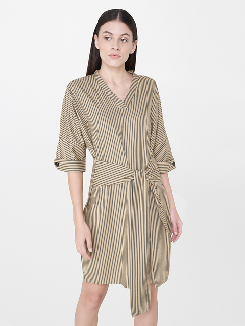 AND Beige Striped Tunic Price in India