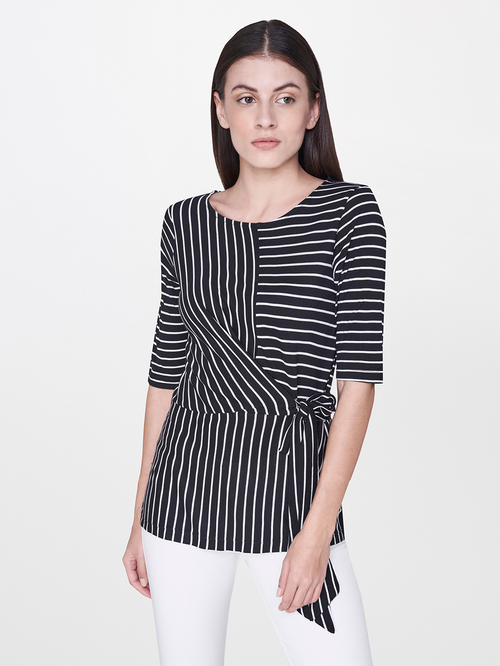 AND Black Striped Top Price in India