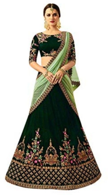 Embroidered Semi Stitched Lehenga Choli Price in India