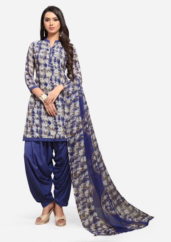 EthnicJunction Faux Georgette Floral Print, Printed Salwar Suit Material Price in India