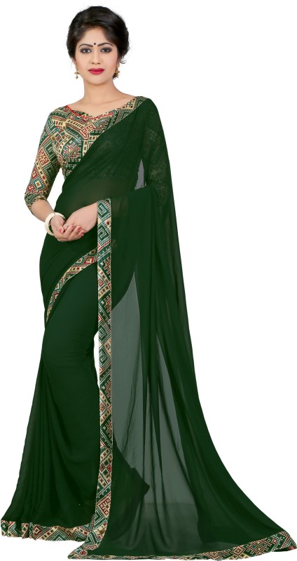 Printed Bandhani Poly Georgette Saree Price in India