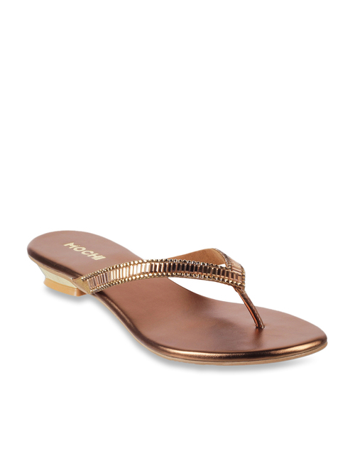 Mochi Antique Gold Thong Sandals Price in India