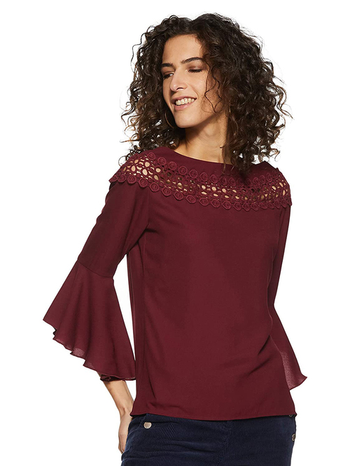 Style Quotient Burgundy Lace Top Price in India