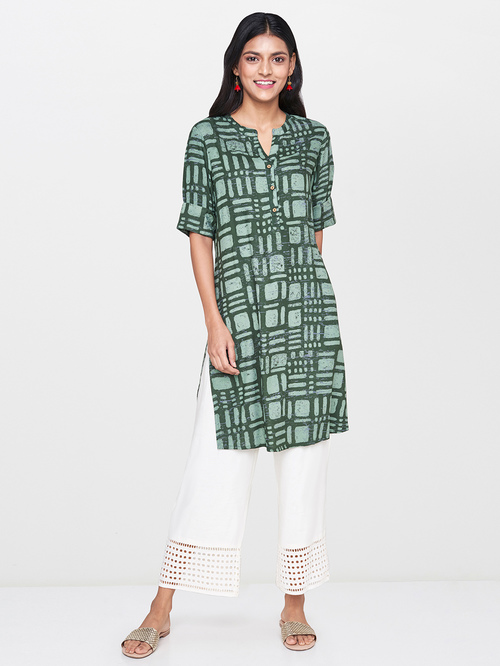 Global Desi Olive Printed Tunic Price in India