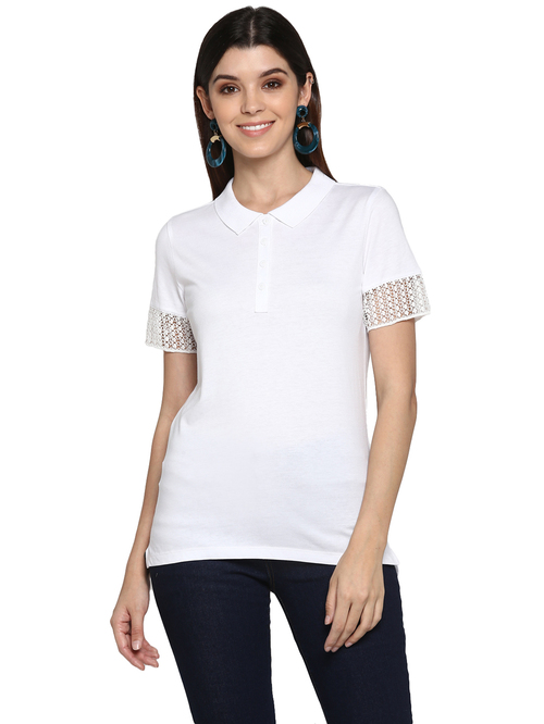 Mode By Red Tape White Polo T-Shirt Price in India