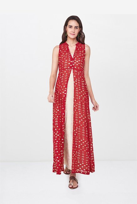 Global Desi Dark Red u0026 White Printed Co-ordinates Price in India, Full  Specifications u0026 Offers | DTashion.com