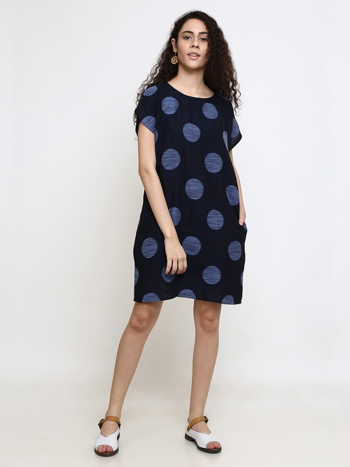 Meraki Blue & Black Textured Dress Price in India