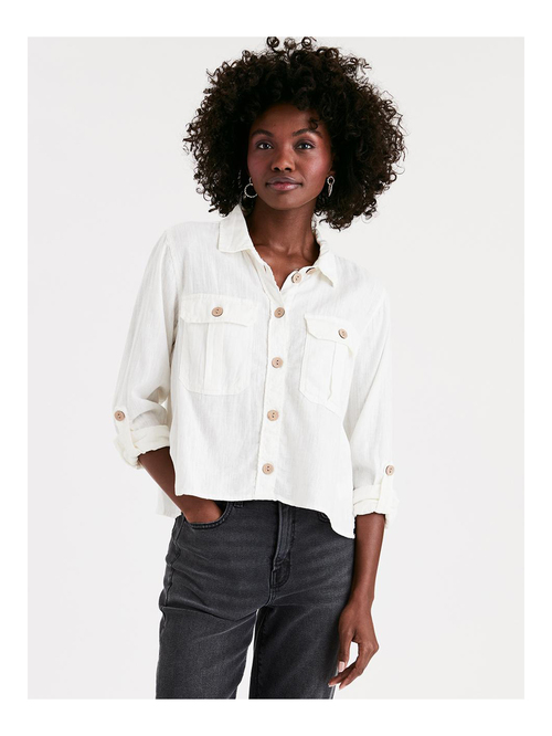 American Eagle Outfitters White Striped Shirt Price in India