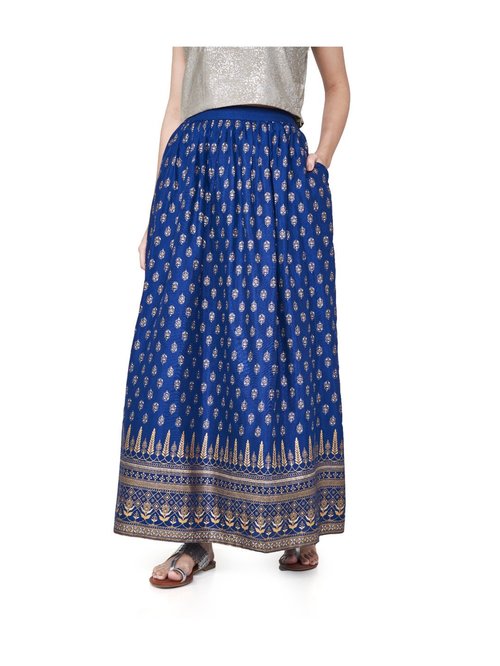 Global Desi Electric Blue Printed Skirt Price in India