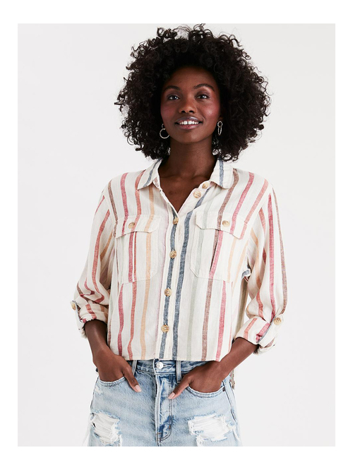 American Eagle Outfitters Multicolor Striped Shirt Price in India