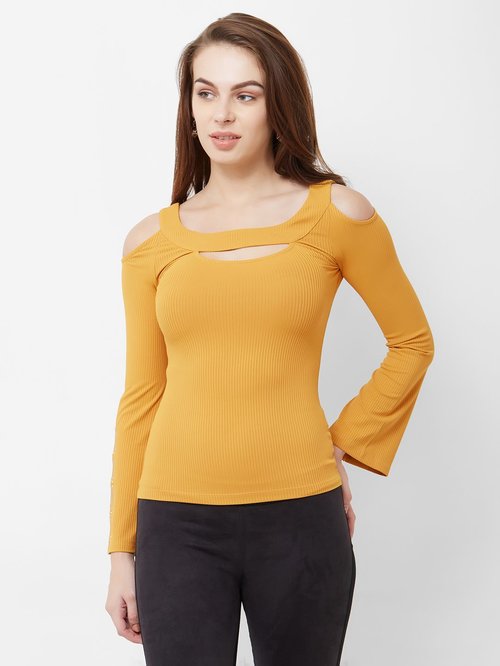 Bebe Mustard Comfort Fit Top Price in India