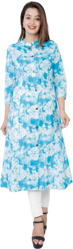 Women Printed Cotton Blend Straight Kurta Price in India