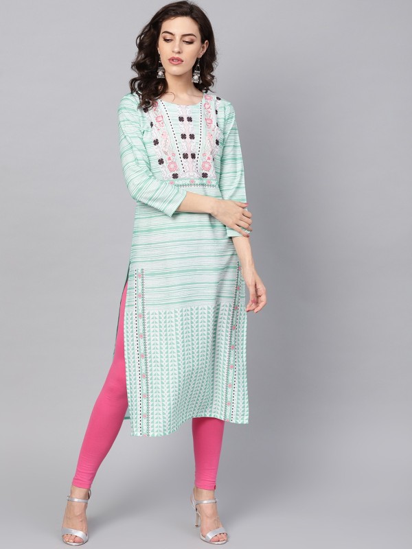 Women Printed Crepe Straight Kurta Price in India