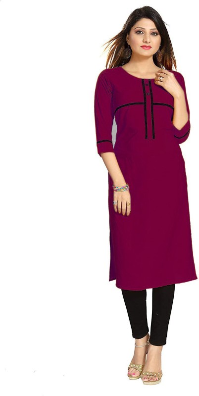 Women Solid Crepe Straight Kurta Price in India