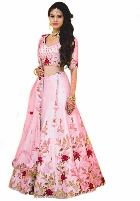 Embroidered Semi Stitched Lehenga Choli Price in India