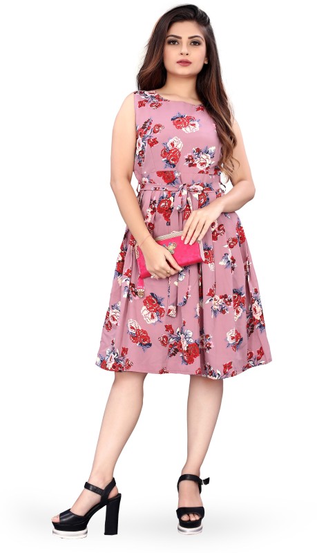 Women Skater Pink Dress Price in India