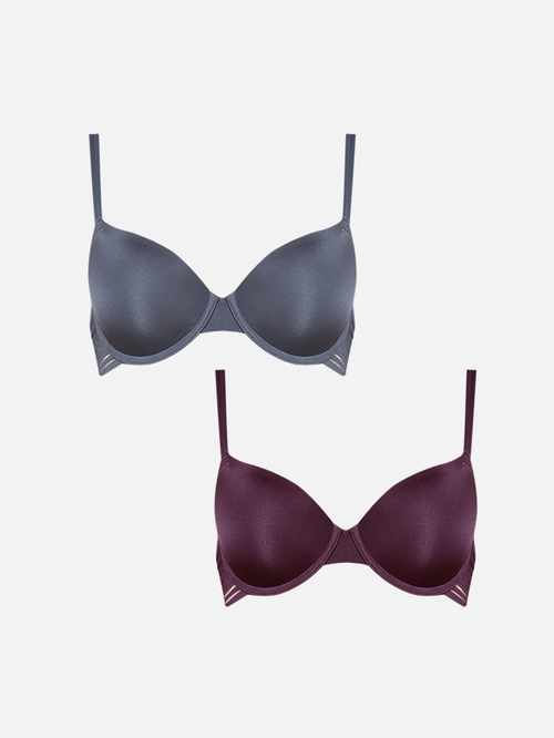 Wunderlove by Westside Charcoal T-shirt Bra Set Of Two Price in India