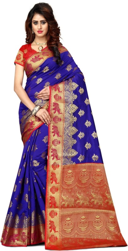 Embroidered Paithani Art Silk, Poly Silk Saree Price in India