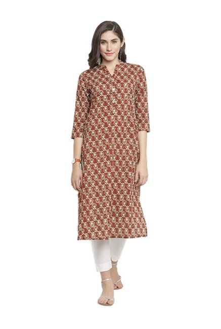 Varanga Rust & White Pure Cotton Kurta With Pants Price in India