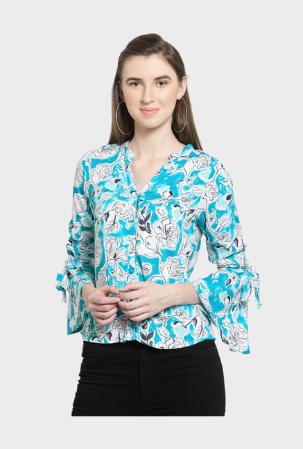 Latin Quarters Blue Printed Top Price in India