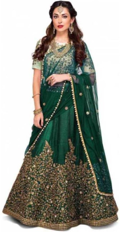 Embroidered Semi Stitched Lehenga Choli Price in India