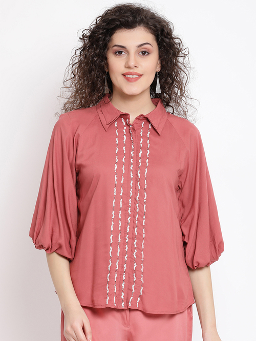 Rooted Dusty Cedar Embellished Shirt Price in India