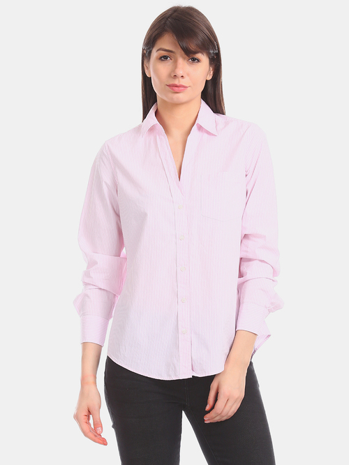 GAP Pink Striped Poplin Shirt Price in India