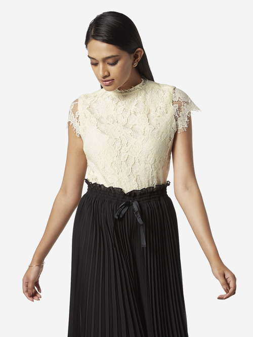 Wardrobe by Westside Off White Lace Kylie Top Price in India
