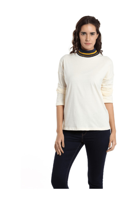 Vero Moda Beige Textured Top Price in India