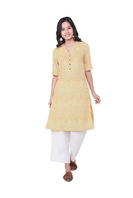 Global Desi Yellow Printed Tunic Price in India