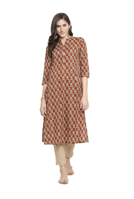 Varanga Rust & Beige Pure Cotton Kurta With Pants Price in India