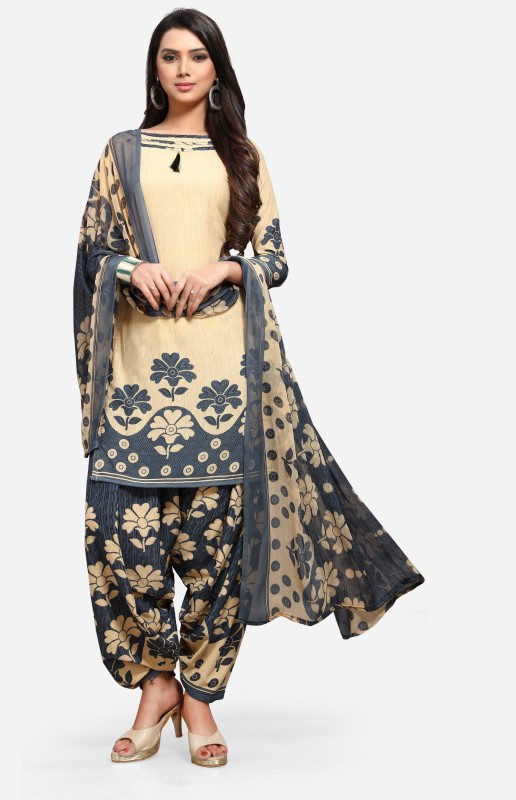 EthnicJunction Crepe Floral Print, Printed Salwar Suit Material Price in India