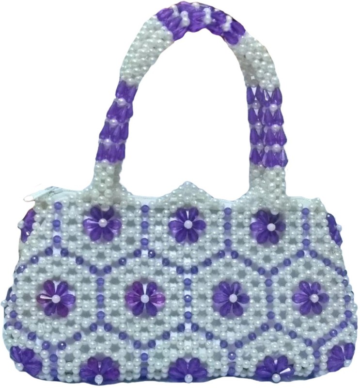 Women Purple, White Hand-held Bag Price in India