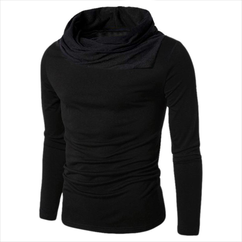 Solid Men Turtle Neck Black T-Shirt Price in India