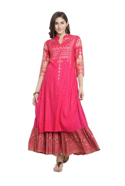 Varanga Fuchsia Viscose Rayon Kurta With Skirt Price in India