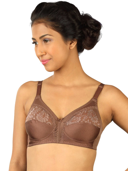 Triumph Brown Printed Non-Padded Full Coverage Bra Price in India