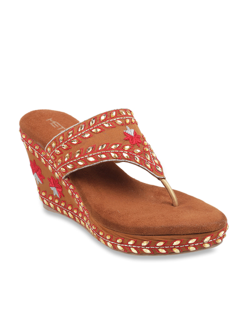 Metro Tan Thong Wedges Price in India