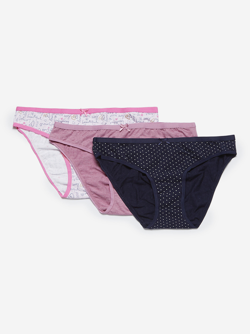 Wunderlove by Westside Pink Bikini Briefs Pack Of Three Price in India