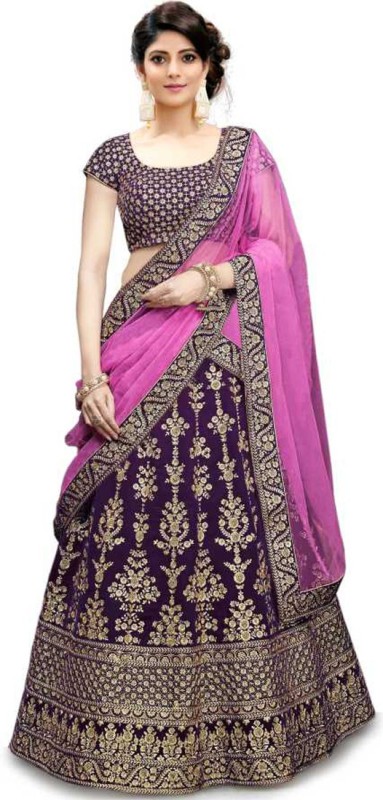 Embroidered Semi Stitched Lehenga Choli Price in India